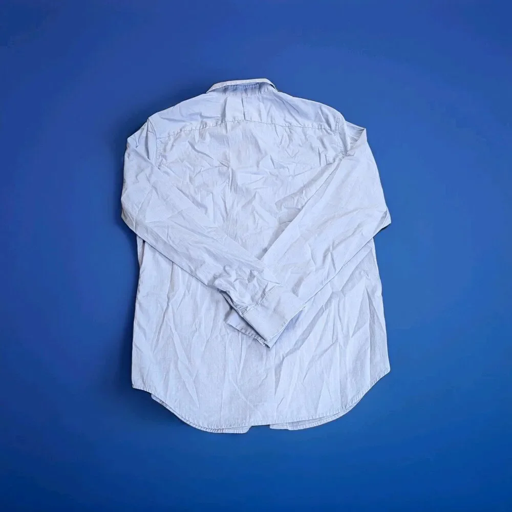 Banana Republic‎ Grant Slim Shirt Mens Medium Light Blue Luxe Stretch Poplin